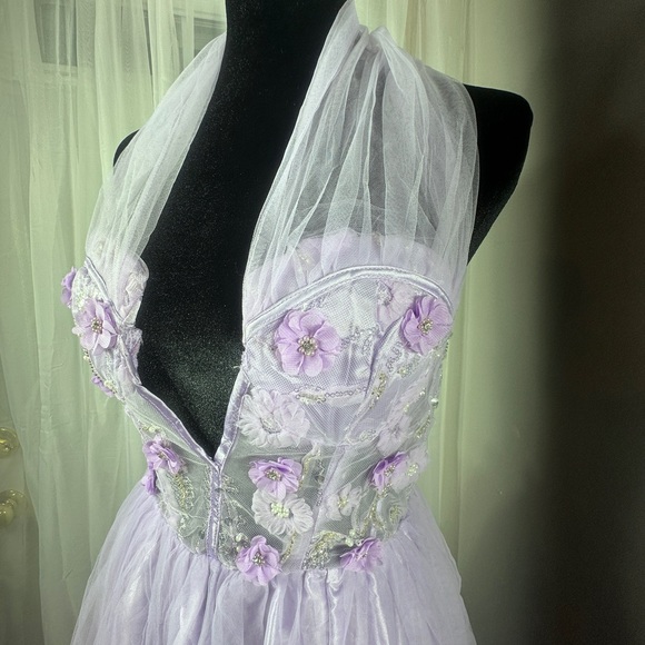 Lavender Halter Prom Dress - Picture 15 of 16
